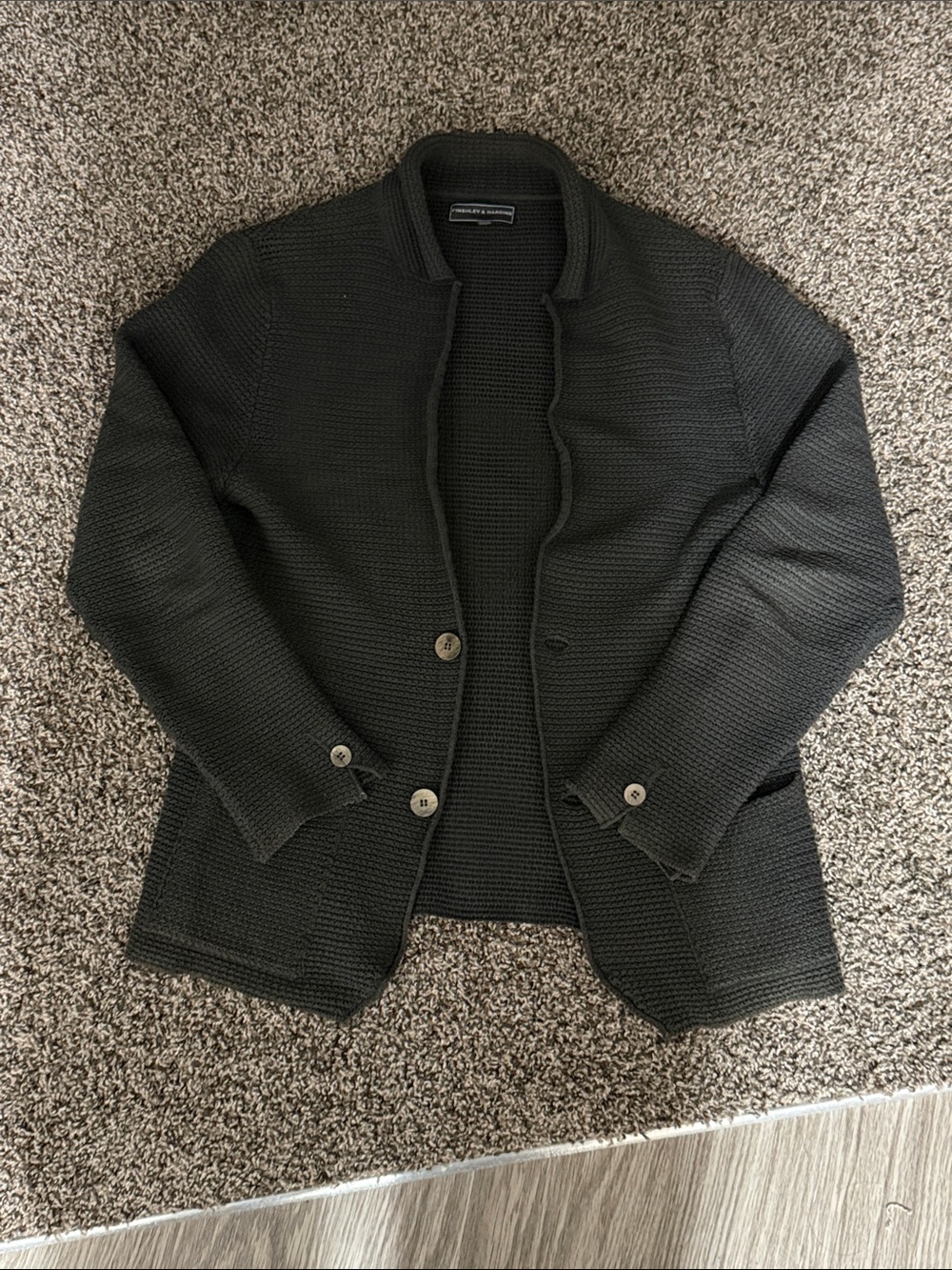 Men's Charcoal Knit Button-Front Shirt Jacket - vintage